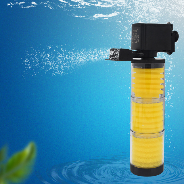 Ultra Quiet 3-in-1 Submersible Aquarium Filter Internal Fish Tank Filter with Filtration, Aeration & Water Circulatio