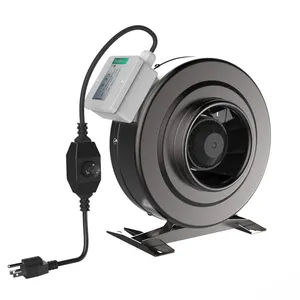 6 Inch 12 Volt Black Metal Duct Ventilation Circular Inline Fan With Speed Controller