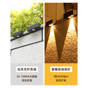 Solar Wall Light Outdoor LED 5000K Daylight Aluminum Alloy IP65 Water Resistant <b>Landscape</b> <b>Lighting</b> - Product Image 4
