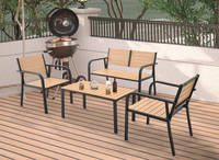 Table basse rectangulaire moderne en plastique pour l'extérieur, table basse de jardin imperméable pour le jardin