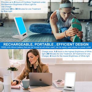 โคมไฟบำบัดแสงสีน้ำเงินและสีขาว 475 นาโนเมตร รุ่น Custom Factory  แบตเตอรี่แบบชาร์จได้ 5000mAh ปราศจากรังสียูวี สำหรับเพิ่มอารมณ์ พร้อมปุ่มกด - Product Image 6