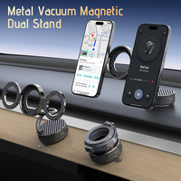 Support de téléphone magnétique double pour voiture, ventouse à bras long en alliage de zinc, rotation à 360° °   Support de téléphone réglable pour tableau de bord et pare-brise
