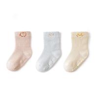 3 paires de chaussettes de cheville d'animaux mignons en coton solide antidérapant pour bébé nouveau-né bas 3D respirants pour l'été