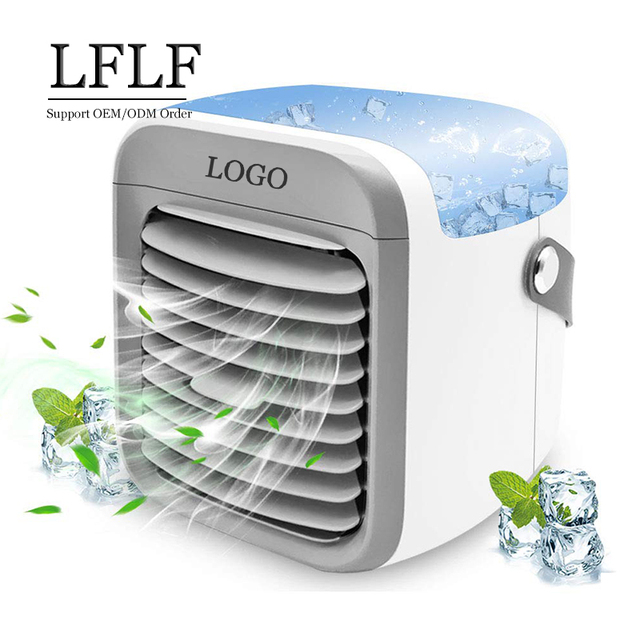 OEM Mini USB Rechargeable Desktop Air Cooling Fan with LED Light Evaporative Air Cooler Mist Portable Mini AC Fan