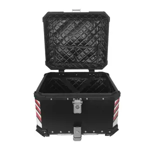 OHHO 55L Black Large Waterproof Top Box Aluminum Alloy Motorcycle Delivery Trunk