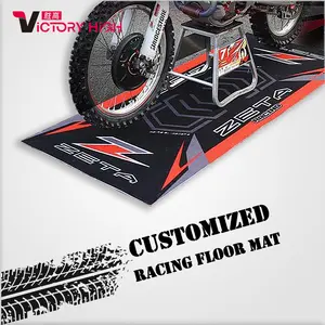 Custom Logo Carpet Parking Motorbike Racing Pit Mat Motorcycle Nylon Rubber Rug Carpet With Logo Floor Garage Mat Carpet