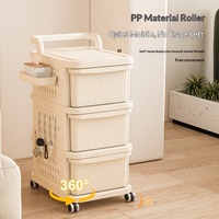 Petite armoire de rangement rectangulaire multi-niveaux en PP, chariot mobile, table de chevet coulissante, tiroir à collations, style luxe léger pour