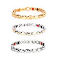 Excellent Bracelet Bio Énergétique en Acier Inoxydable pour la Santé, avec Ions Négatifs, Tourmaline, Aimant et Pierre Énergétique au Germanium