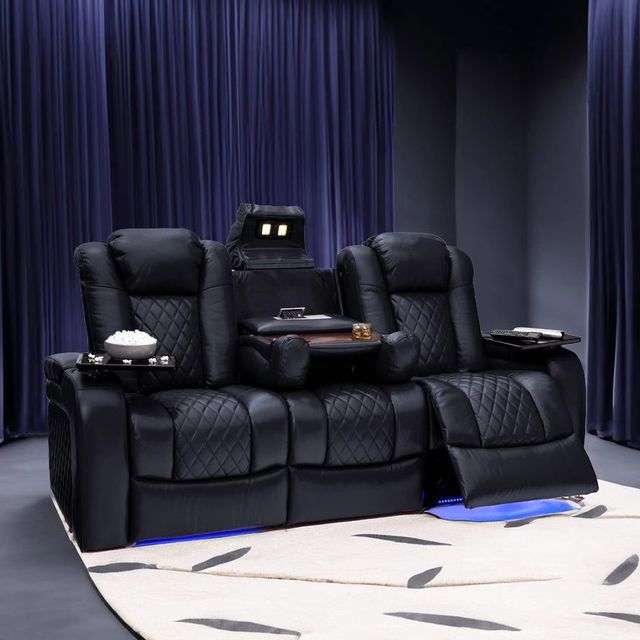 Genuine Leather Reclining Sofa Set 3 Seater Power Sectional Modern Home Theater Cinema Recliner