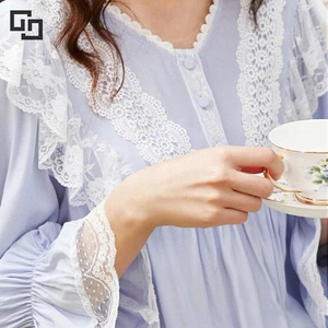 Robe <span class=keywords><strong>de</strong></span> nuit à manches longues personnalisée pour femmes Chemise <span class=keywords><strong>de</strong></span> nuit en dentelle pour <span class=keywords><strong>princesse</strong></span> Robes <span class=keywords><strong>de</strong></span> nuit pour femmes - Product Image 6