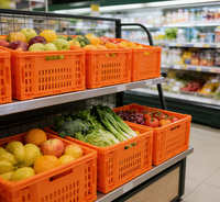 Conteneurs en plastique pliables en maille écologiques et durables pour la vente en gros, recyclables, empilables, emboîtables, caisses pliables pour fruits