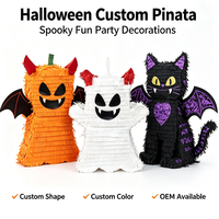 Mini Piñatas en Papier Multi-Styles pour Fêtes - Motifs Citrouille d'Halloween, RIP, Fantôme, Chaussette de Noël, Bonhomme de Neige