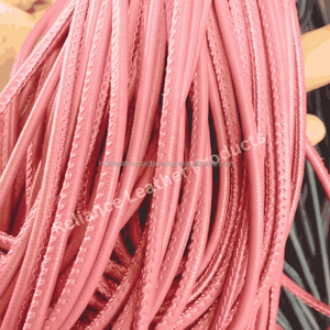 Cuerda de cuero cosida redonda Rosa personalizada de alta calidad para pulsera de joyería accesorios de bolsos artesanales DIY, correa flexible - Product Image 1