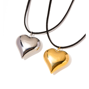 Collar Ajustable <span class=keywords><strong>J</strong></span>&<span class=keywords><strong>D</strong></span> de Acero Inoxidable Chapado en Oro de 18K con Cordón Negro y Colgante de Corazón 3D para Mujer - Product Image 6