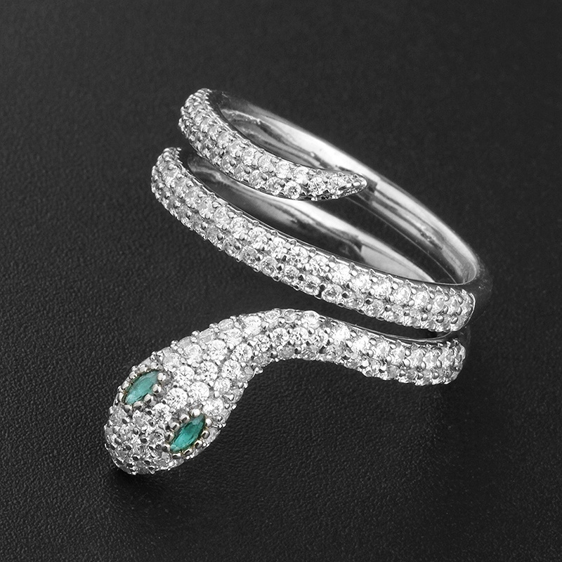 gold filled jewelry unisex high quality gothic luxury full diamond 18k gold plated zircon animal 925 Sterling Silver snake ring