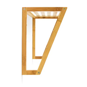 Porte-serviettes mural en bambou avec étagère, 3 barres, organisateur de rangement pour salle de bain, support fixe pour serviettes, design moderne rustique - Product Image 3