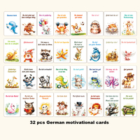 32 Uds tarjetas de estímulo de alta calidad tarjetas de afirmación alemanas para niños tarjetas de animales lindos grabables positivas y motivacionales