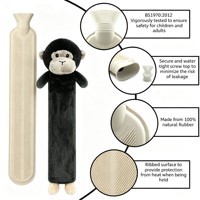 Bouillotte mignonne avec housse en peluche animale, chauffe-mains long en caoutchouc