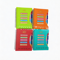 Carnet à spirales A5 avec couverture en PP, index à 5 onglets et 4 séparateurs, papier offset, 210 pages, cadeau pour étudiants
