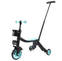 Trottinette d'équilibre pliable pour enfants à trois roues, réglable, en PP + PU, à propulsion nitro, avec harnais de sécurité à 3 points