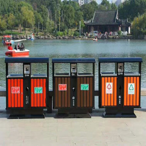 <span class=keywords><strong>Poubelle</strong></span> extérieure à double compartiment en acier galvanisé avec couvercle en WPC <span class=keywords><strong>pour</strong></span> parcs et communautés - Product Image 1