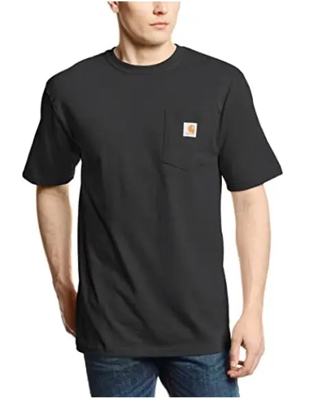 Camiseta de bolso para homens, camiseta com manga curta tamanho regular e alta com bolso, roupa de trabalho para homens