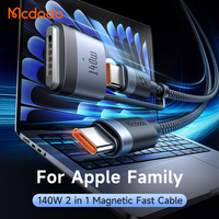 Câble de charge magnétique Mcdodo 2 en 1 USB C vers Mag 3, 140W, 2m, tressé en nylon, pour Apple Macbook Pro Air 2023, chargeur PD Type C 240W