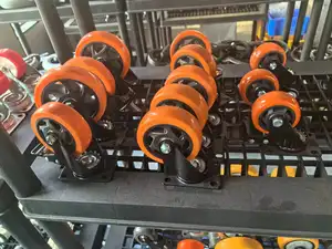Roda kastor industri tugas berat roda pu oranye pelat 4 inci roda Kastor tugas berat dengan rem