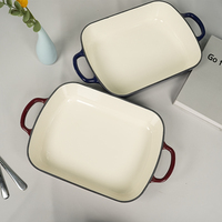 Plaque de cuisson en fonte émaillée 2025 Offre Spéciale Non toxique Moule à biscuits résistant au four Plateau de torréfaction robuste