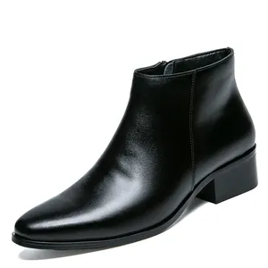 2024 alta calidad cuero de vaca banda elástica Chelsea hombres bota estilo británico hombre tobillo botín zapatos hombres