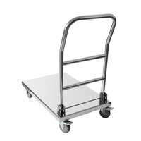 Chariot de livraison pliable en acier inoxydable argenté robuste, tube de 38 mm, capacité de 300 kg, pour hôtels et restaurants