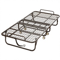 Lit pliant moderne en fil d'acier blanc, réglable, à 2 sections, robuste, simple ou double, portable, gain de place, avec sommier plateforme pour salon