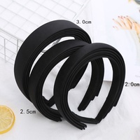 2cm 2.5cm 3cm Wide Ladies Girls No Slip Lined Ribbon Plastic Black Solid One Color Hairband Matte Satin Headband