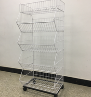 Présentoir de supermarché autoportant en fil d'acier métallique, robuste et léger, avec revêtement en poudre écologique, pour snacks