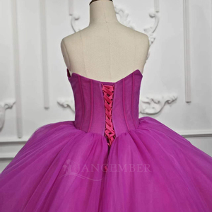 Dy5816 Fuchsia <b>Vintage</b> Appliques Quinceanera <b>Ball</b> <b>Gown</b> Sweetheart Party Dress 100% Cotton Ankle-Length Pageant Ready-Made - Product Image 2
