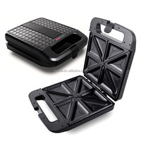 Aifa Appareil à petit-déjeuner 3 en 1 Appareil à sandwich à commande numérique 1500W 4 tranches Gaufrier Grill avec 4 plaques antiadhésives détachables