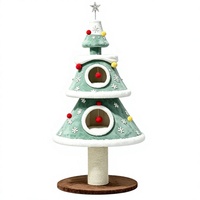 Arbre à chat de Noël moderne et luxueux, tour d'escalade pour chat d'intérieur, griffoir en peluche, maison pour chat avec jouet, matériau en sisal, 4 niveaux, en carton