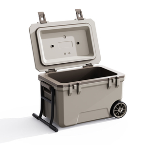 Glacière à roulettes OEM 50L, coque rigide, isolation en mousse PU, avec règle <span class=keywords><strong>de</strong></span> mesure <span class=keywords><strong>de</strong></span> poisson, loquets et drain, pour camping et pêche en extérieur - Product Image 4