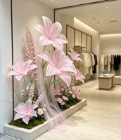 Installation florale géante G-074 Rose Brumeuse pour l'entrée des fleuristes, réceptions de mariage, boutiques et décoration intérieure