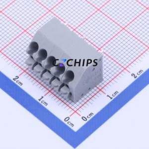 250-205 Spring Terminal Block Through hole Component (THT),P=3.5mm Connector 1x5P 3.5mm Gray 5P - Product Image 1