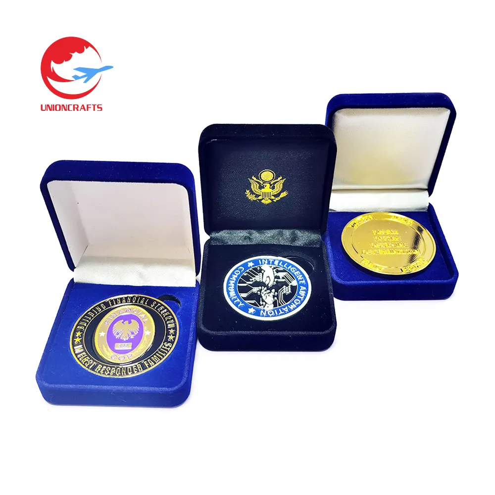 Manufacturer personalized Customized logo 2D 3D Zinc Alloy Soft Hard Enamel Metal Souvenir Challenge Coin With Display Box