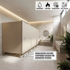 Panel de HPL Fenólico Resistente al Agua con Acabado de Madera <span class=keywords><strong>para</strong></span> División de Baños, Cubículos de Ducha <span class=keywords><strong>para</strong></span> Centros Comerciales - Product Image 4