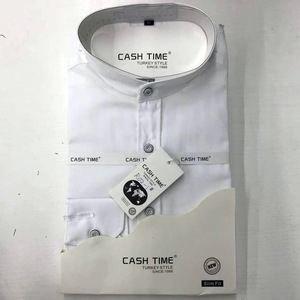 Stile cinese colletto in tinta unita camicia a quadri rossa Slim Fit da uomo a manica lunga in cotone moda giovanile americano Casual - Product Image 4