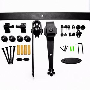 Modern Style Brass Steel Barn Door Hardware 7FT/7.5FT/9FT Satin Black Sliding Barn Door Plum Flow Shaped Track Outdoor Bedroom - Product Image 2