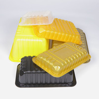 Boîtes d'emballage jetables en plastique PP PE PET noir, jaune, doré pour supermarchés, barquettes MAP