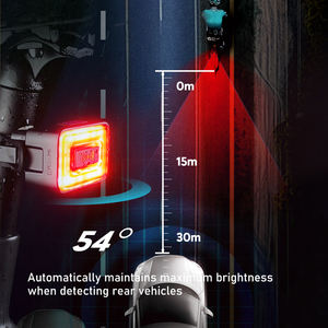 Feu arrière intelligent personnalisé à LED rechargeable par USB, détection <span class=keywords><strong>radar</strong></span> IPX6, distance de surveillance de 500 m, avertissement de freinage visuel pour vélo - Product Image 3
