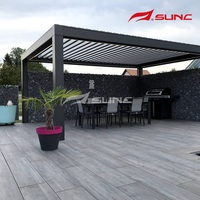 Kit de pergola SUNC Qutdoor pour extérieur, système de toiture imperméable 4x4m, construction de jardin, lames rotatives motorisées bioclimatiques