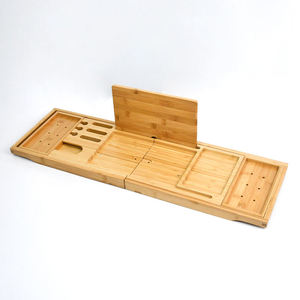 Cadeau de fête prénuptiale : Plateau de bain extensible en bambou pour salle de bain avec <span class=keywords><strong>porte</strong></span>-verre à vin - Product Image 3