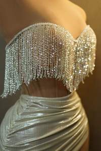 Conjunto de Vestido de Lentejuelas con Corsé y Hombros Descubiertos para Mujer, Ideal para Fiestas, Discotecas, Conciertos y Actuaciones - Product Image 5