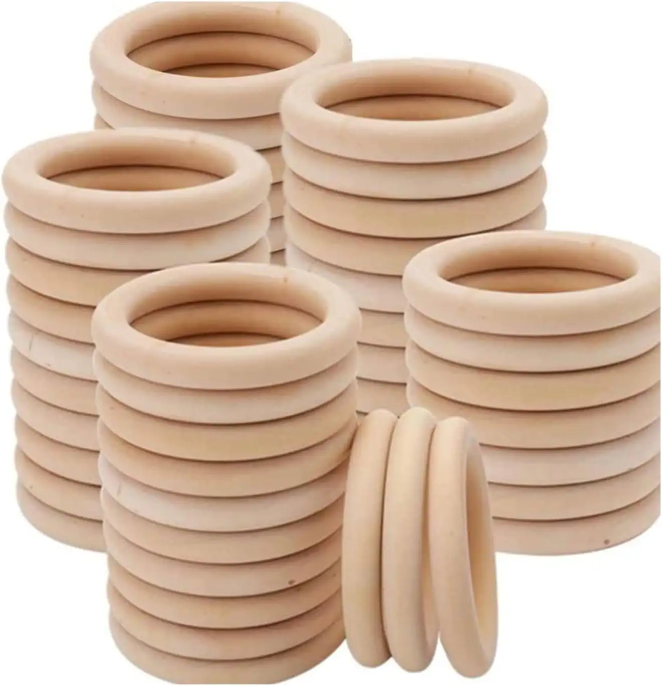 Wooden Rings Natural Wood Rings Without Paint Smooth Unfinished Wood Circles for Craft DIY Baby Teething Ring Pendant Connectors